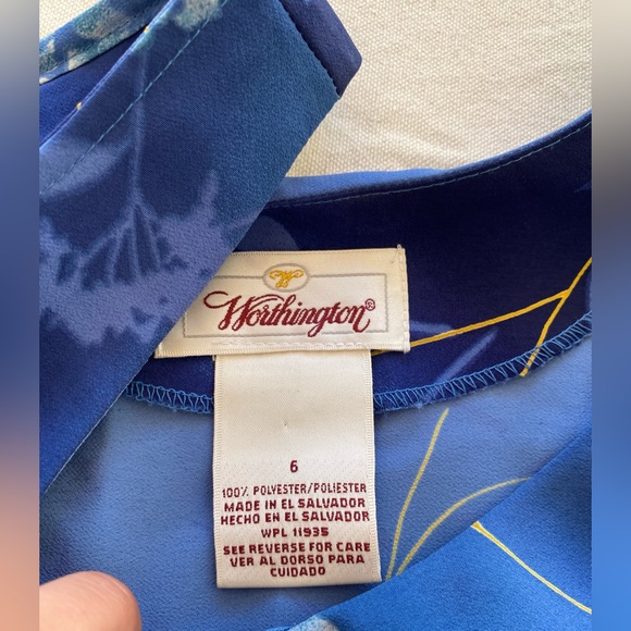 Worthington Y2K Blue Lightweight Casual Floral Sleeveless Dress Tie Back 6 - Picture 4 of 5